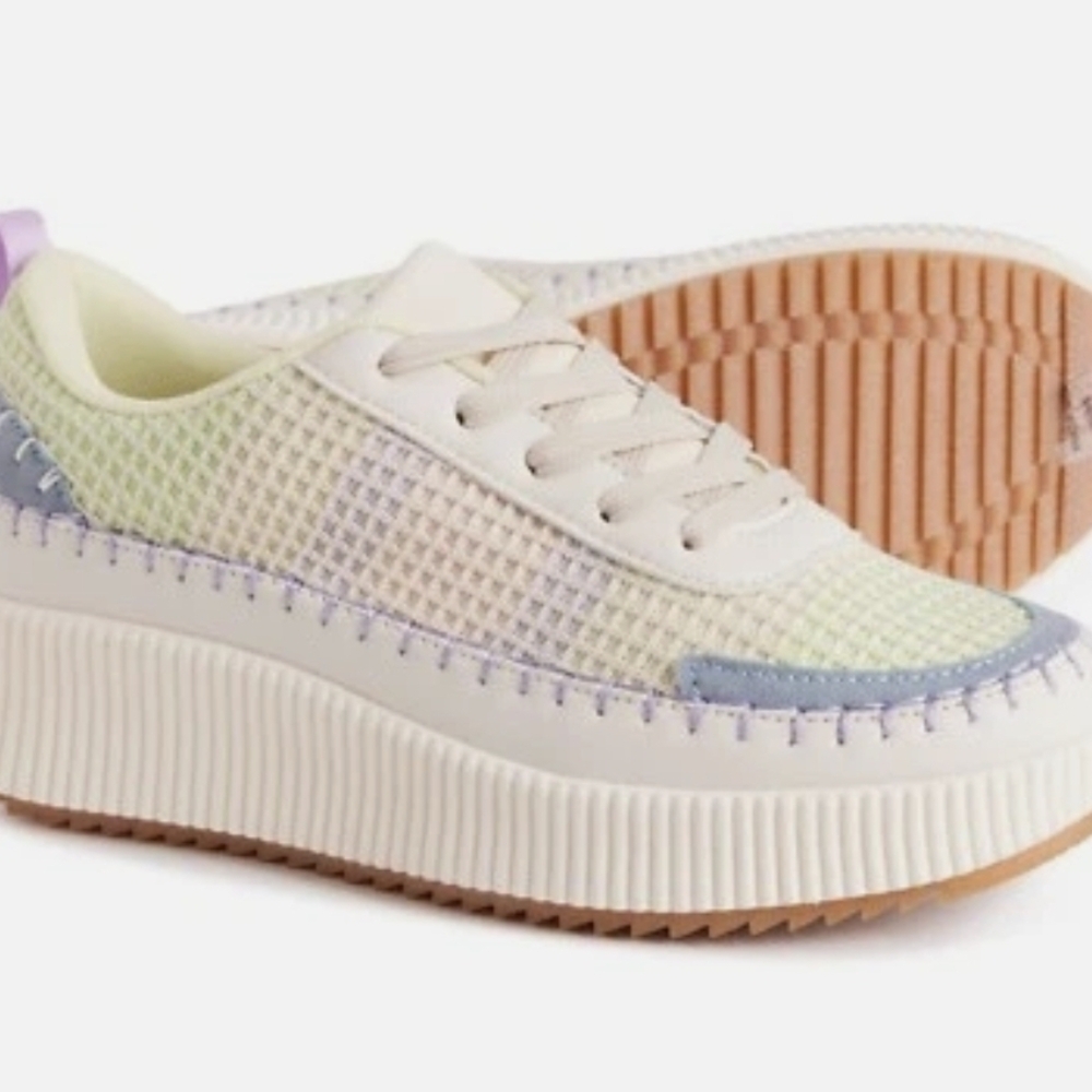 Nicole Miller Women's Woven Mixed-Media Platform Sneakers Shoes‎